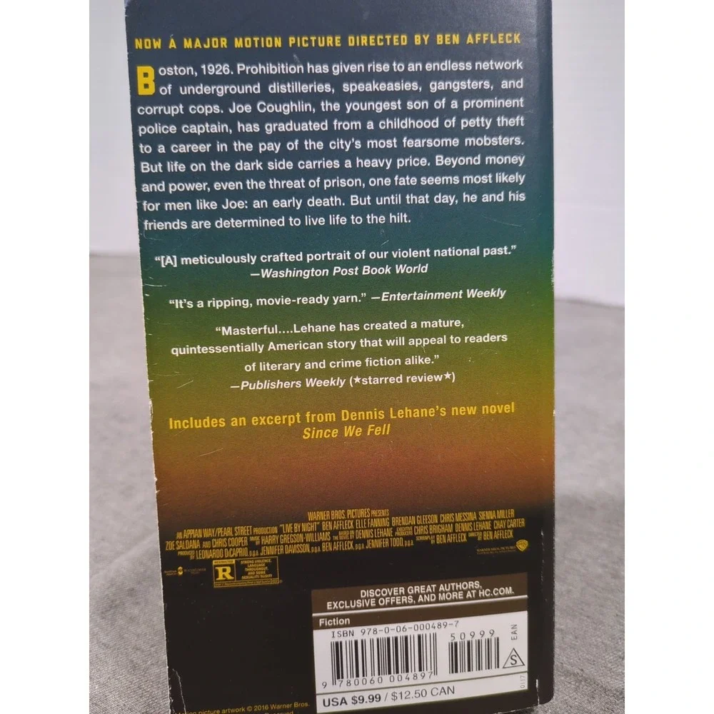 Live By Night Dennis Lehane Joe Coughlin‎ Series Book 2 Wm Morrow Mass Market PB